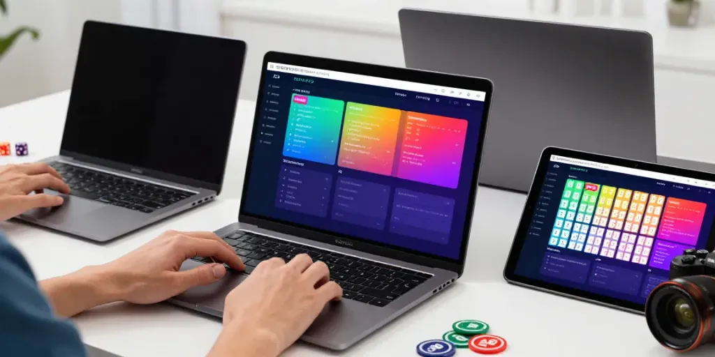 User engaging with SERIBUTOTO gaming interface on a laptop, showcasing Toto market graphics.