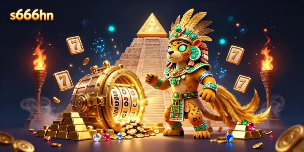 Play exhilarating games at s666hn while enjoying a vibrant 3D casino scene filled with treasures.