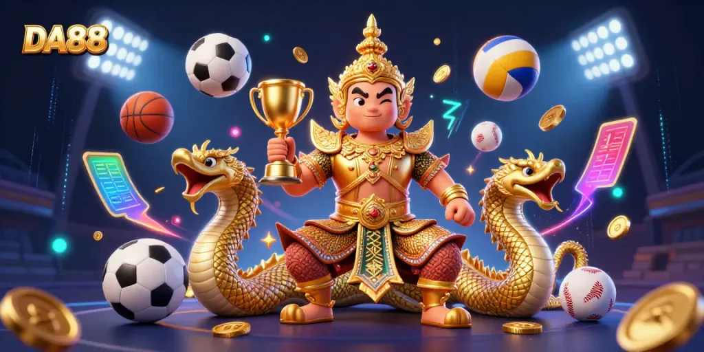 Experience thrilling sports betting action at DA88 with colorful casino elements and dynamic energy.