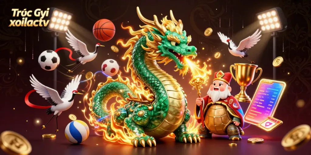Experience thrilling live sports with Trực Tiếp xoilactv in an energetic 3D dynamic scene.