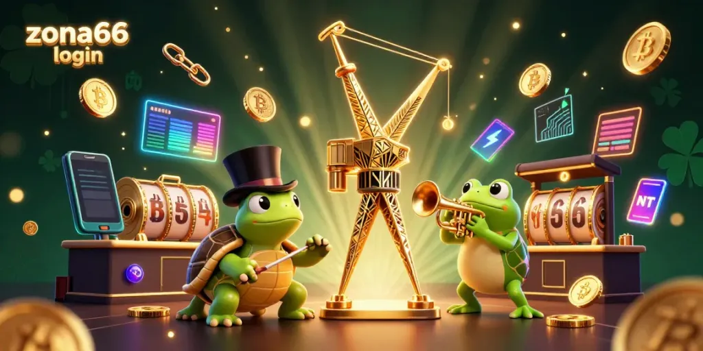 Experience seamless gaming at zona66 login with animated characters showcasing vitality and excitement in a vibrant casino backdrop.