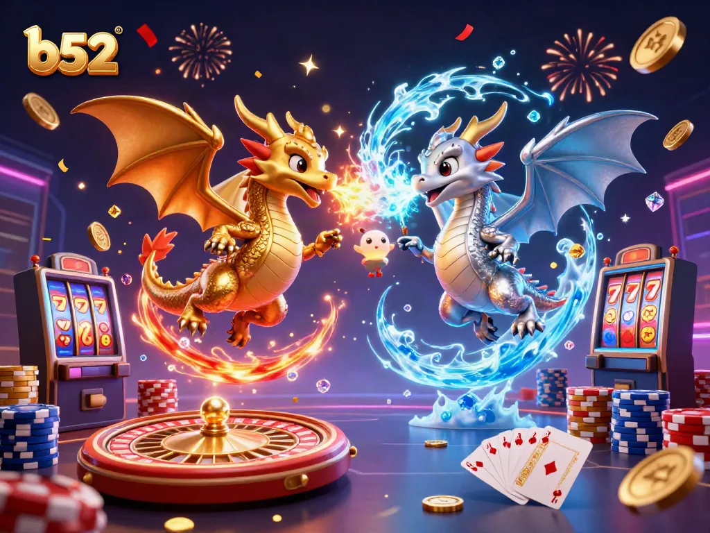Engage in the vibrant b52 online casino world featuring animated dragons and dynamic gaming elements.