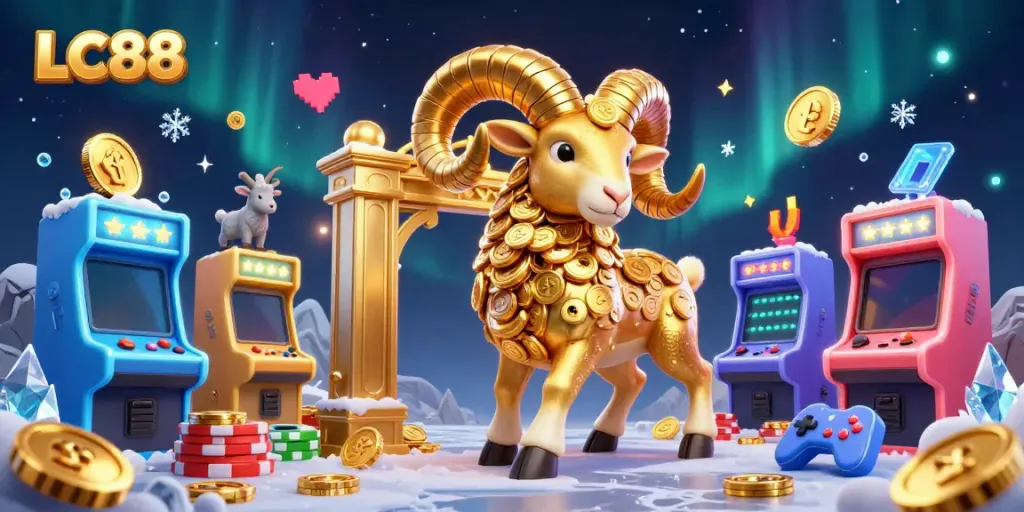 Experience thrilling gameplay with the golden ram symbolizing luck at LC88 casino.