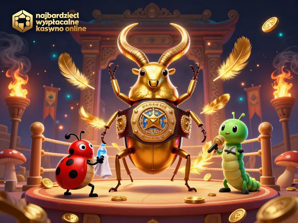 Engage with the most wypłacalne kasyno online illustrated by a golden stag beetle boxing champion.