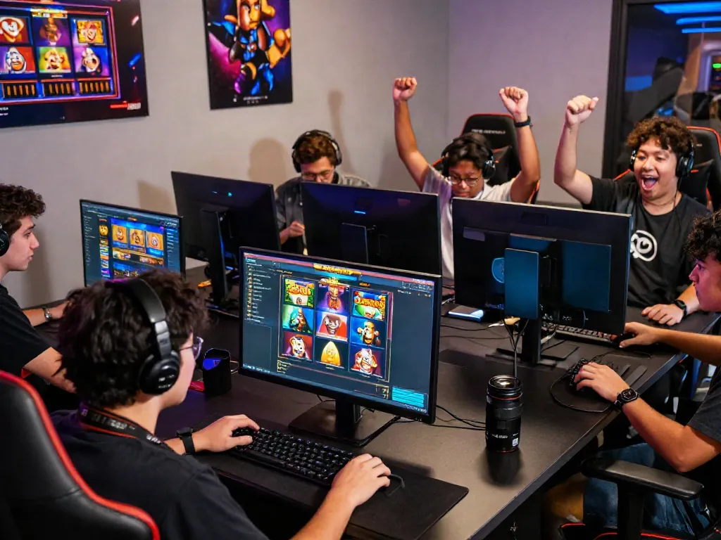 Engaged players enjoying exciting slot gacor games in a vibrant gaming room.