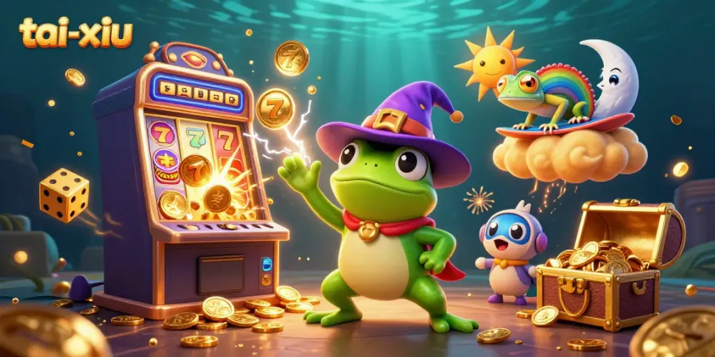 Experience the excitement of tai-xiu with vibrant characters and casino elements bursting with action!