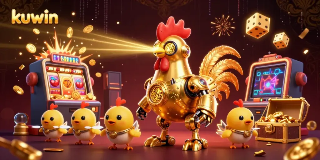 Engage in thrilling kuwin casino action with vibrant games and a dynamic rooster robot!
