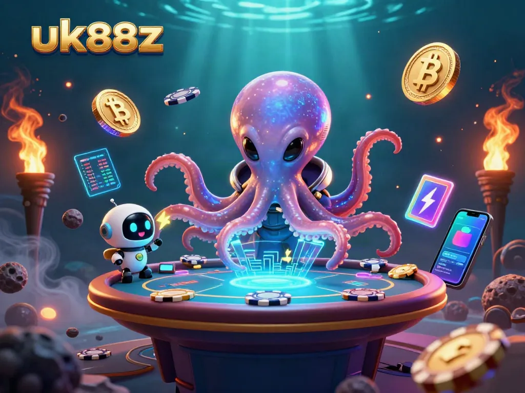Experience the excitement at uk88z with a dazzling cosmic poker game featuring a 3D alien octopus.