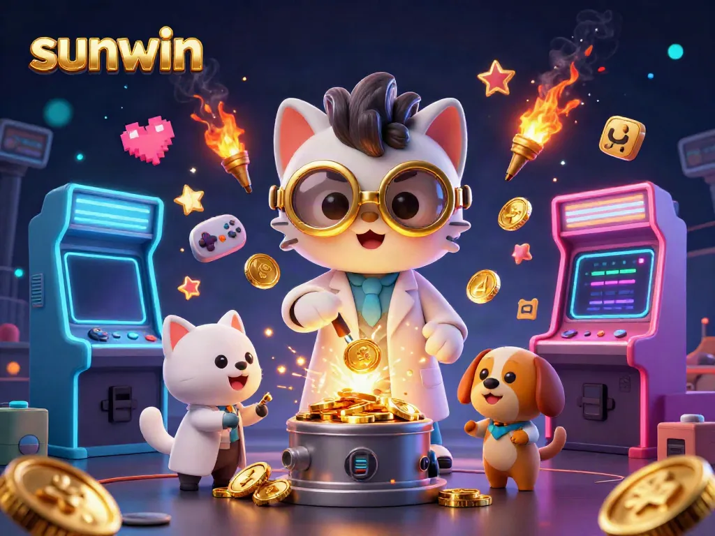 Experience the excitement of sunwin with a dynamic scene of gaming, science, and fun.