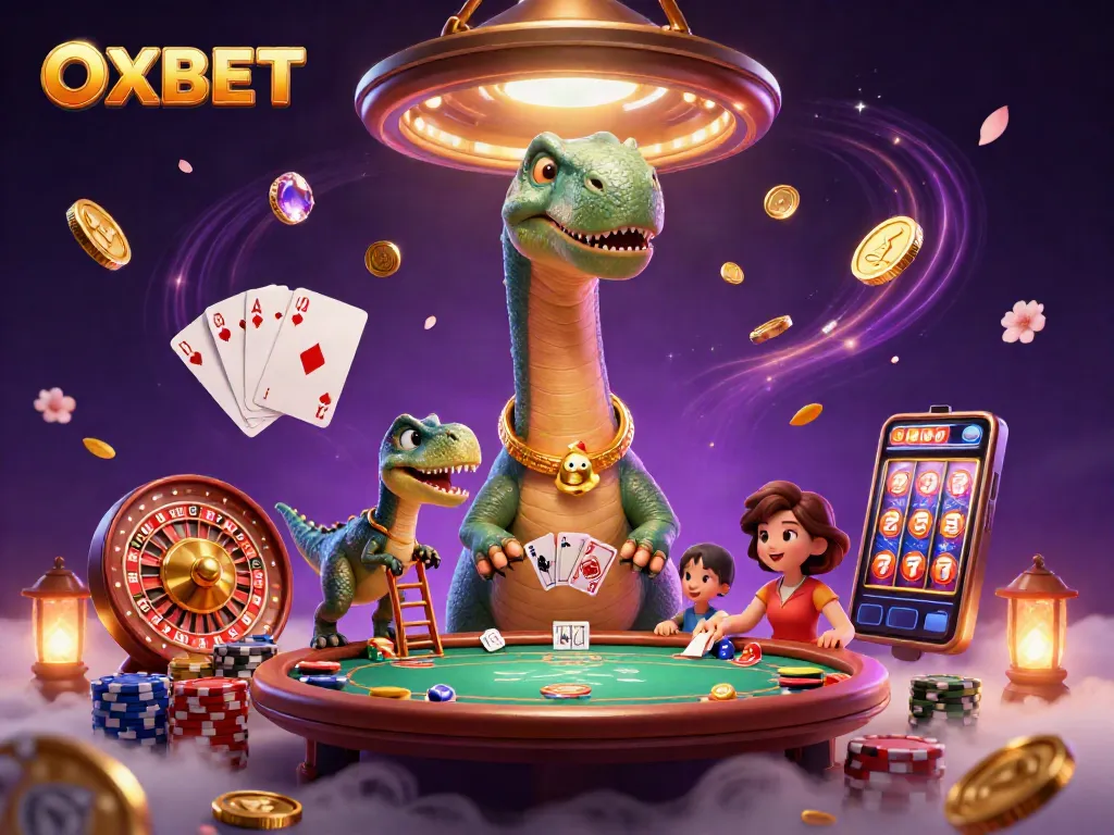Experience thrilling gameplay with OXBET through a vibrant casino illustration featuring dynamic characters and game elements.