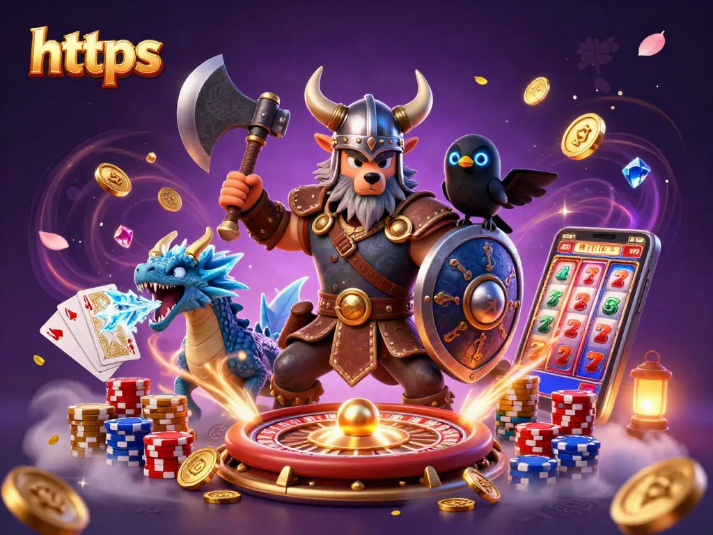 Experience https with thrilling dragon adventures and vivid casino elements in this dynamic illustration.