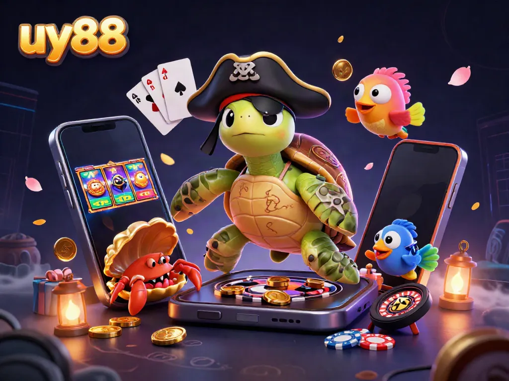 Enjoy exciting gameplay at uy88 with vibrant 3D illustrations of casino elements and characters!