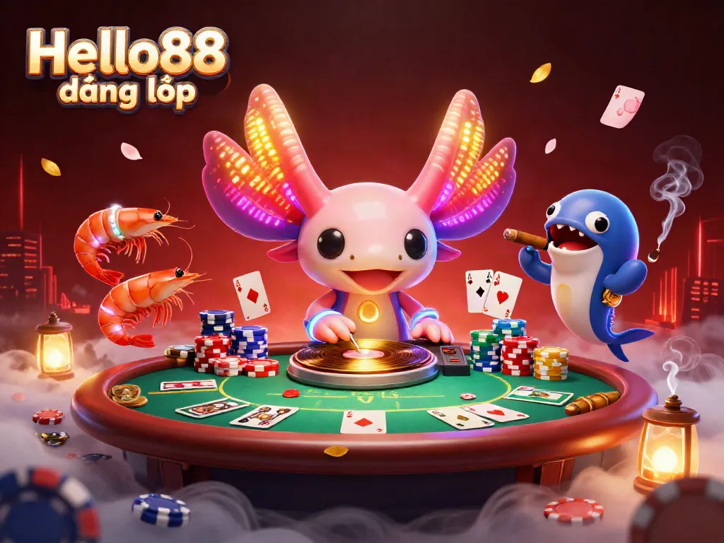 Join the excitement with Hello88 đăng nhập as a neon axolotl DJ spins the gold!