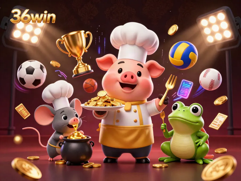 Experience thrilling online gaming with 36win's vibrant 3D casino illustration featuring exciting characters and games.