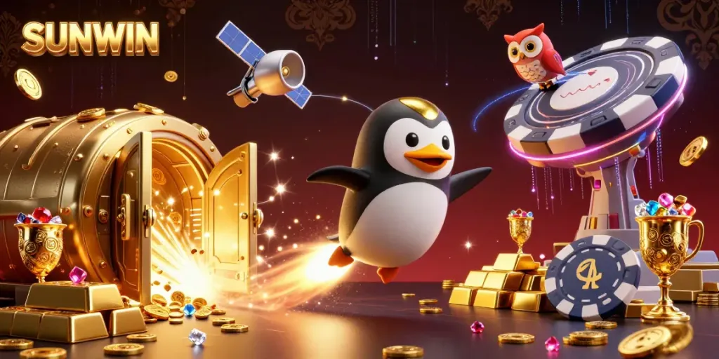 SUNWIN's thrilling golden penguin journeys through a dazzling casino universe with vibrant treasures.