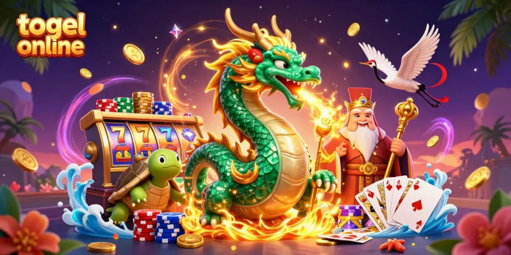 Menggoda keberuntungan Anda dengan togel online di ilustrasi kasino digital penuh warna.