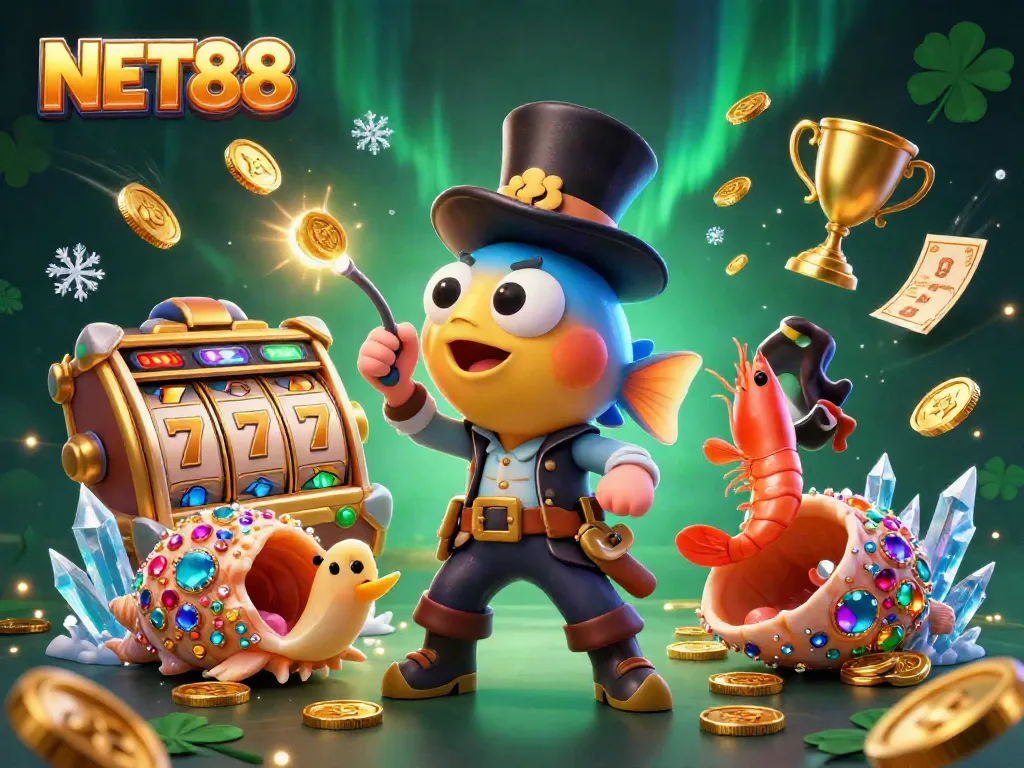 Catch big wins at NET88's vibrant casino scene with dazzling treasures and animated characters.