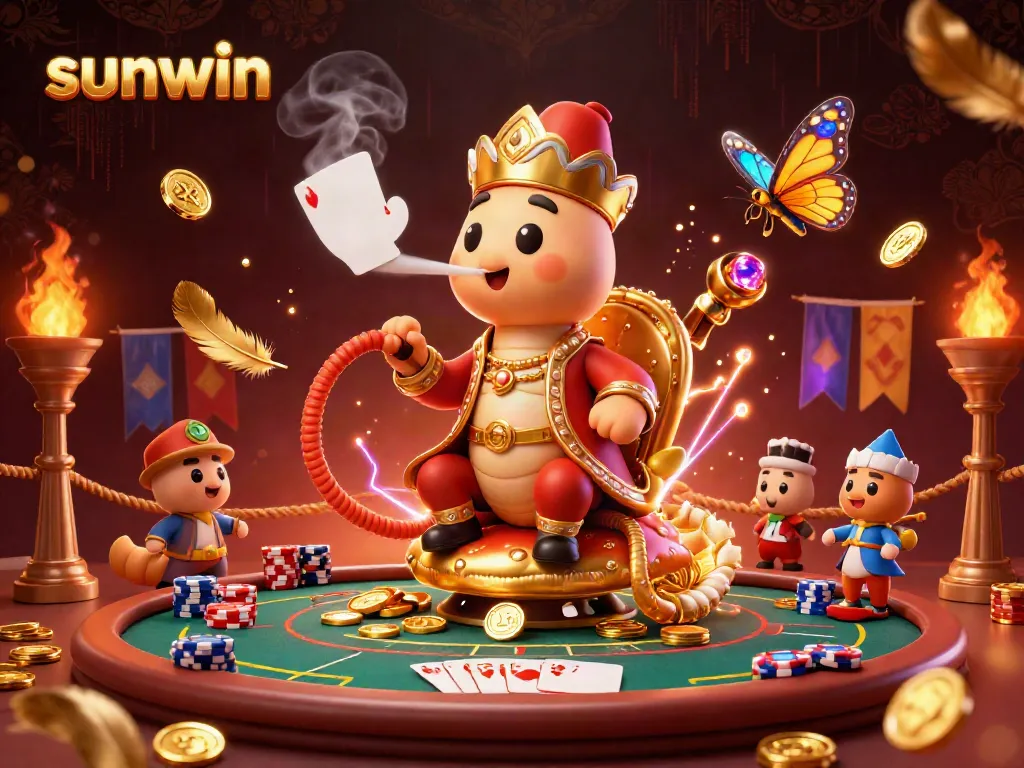 Experience sunwin's exhilarating poker scene with vibrant characters and rich casino elements.