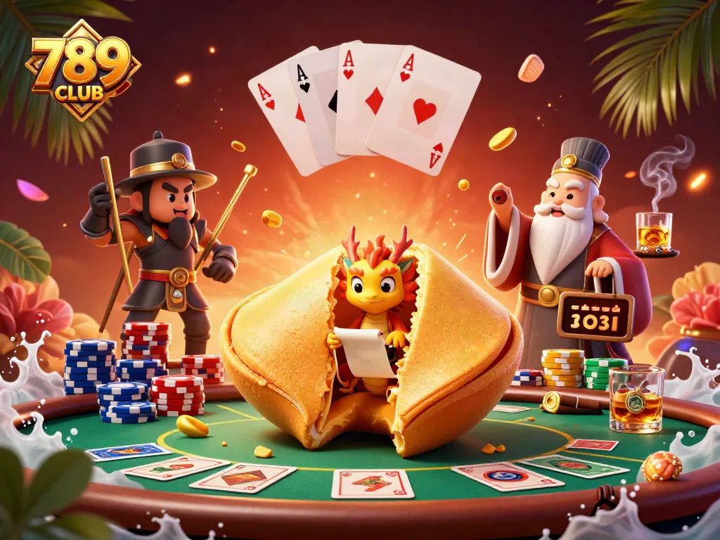 Engage with 789CLUB's dynamic poker scene featuring playful characters and thrilling game elements.