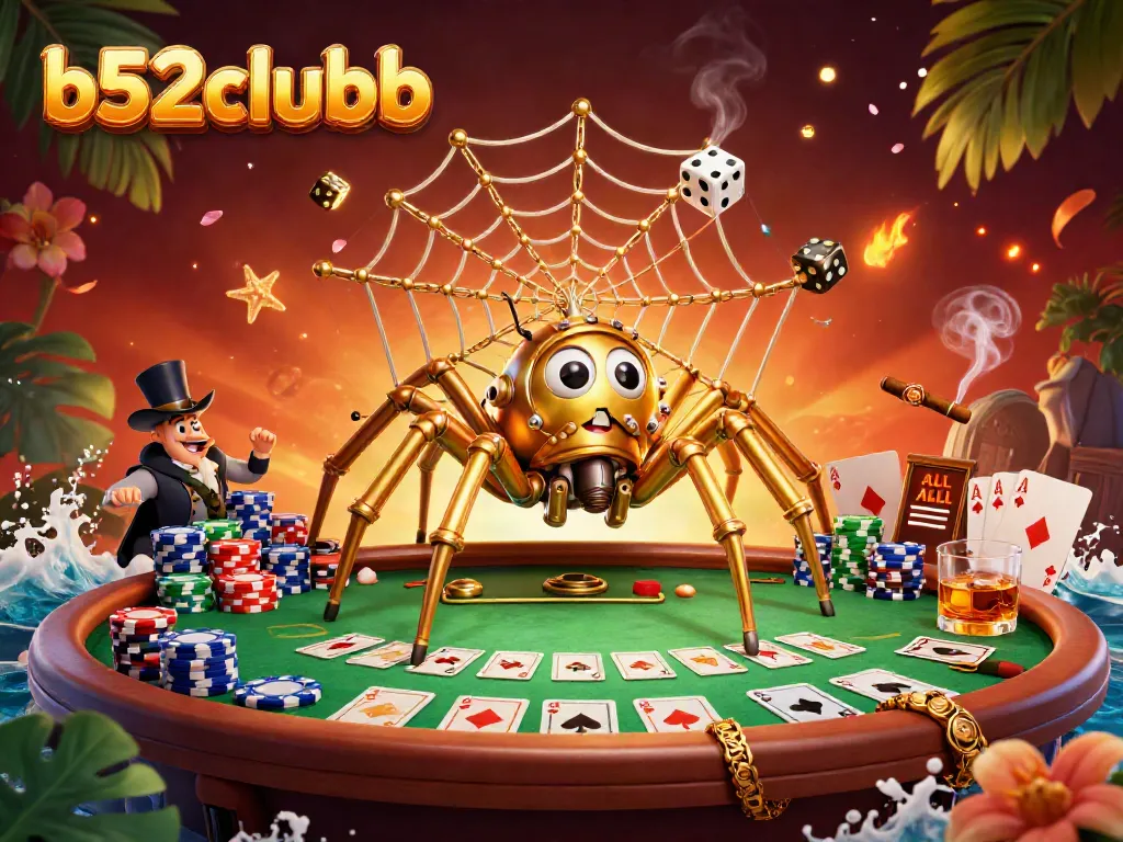 Catch dice in the web of a golden spider while enjoying a poker night at b52clubb.