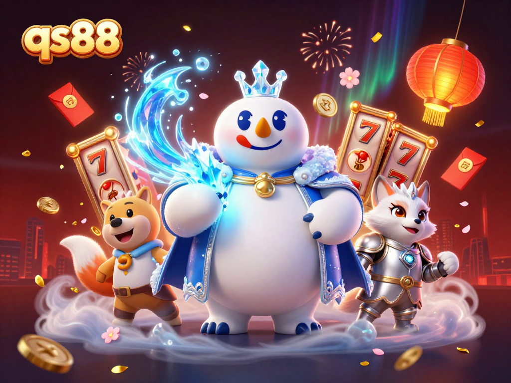 Experience thrilling jackpots at qs88 with animated 3D casino scenes of ice king and lucky symbols.