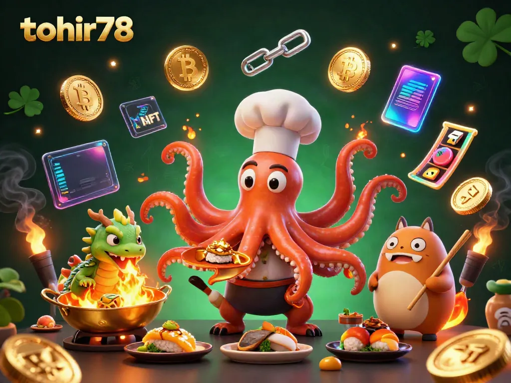 Engage in thrilling gameplay with tohir78 at this vibrant, action-packed casino scene featuring unique characters and crypto elements.
