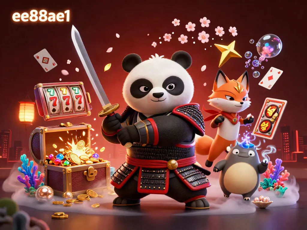 Engage in vibrant casino adventures with ee88ae1 as a samurai panda, ninja fox, and spirit tanuki join in dynamic play.