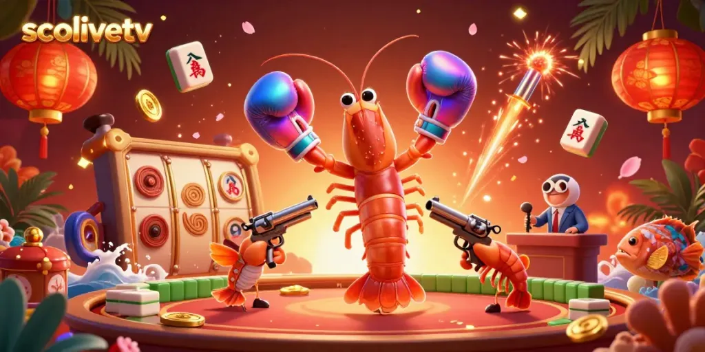 Experience high-energy gambling action with socolivetv as the mantis shrimp and friends engage in lively betting activities amidst vibrant game elements.