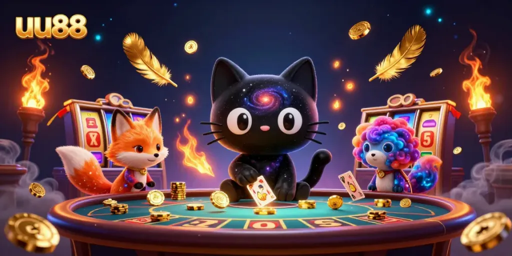 Experience thrilling wins at uu88 with a cosmic casino adventure featuring animated characters and vibrant gaming elements.