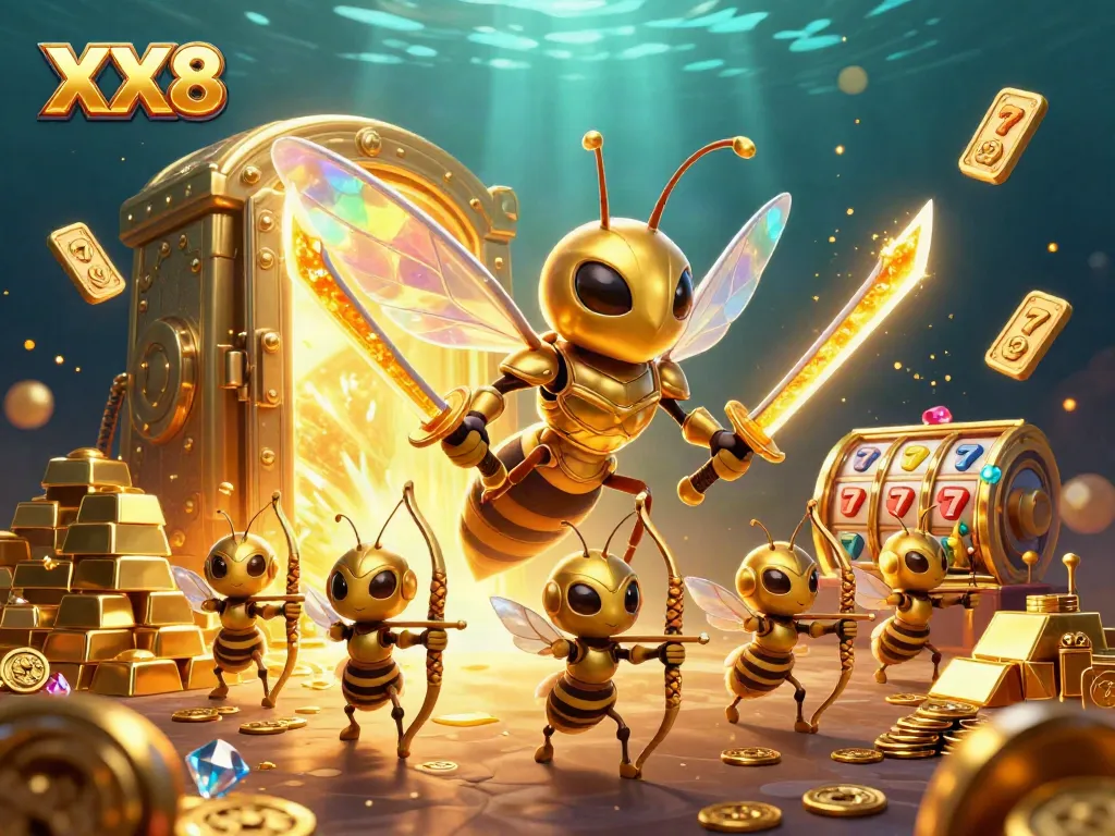 Engage with XX8's exciting jackpot thrills amid shimmering treasures and dynamic gaming elements.