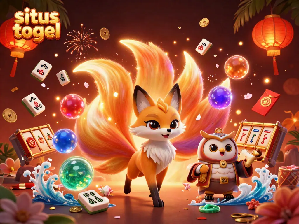 Experience situs togel excitement with vibrant animated characters and rich casino elements in a colorful scene.