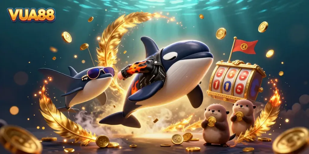 Experience thrilling casino adventures with VUA88, featuring vibrant characters and dynamic elements.