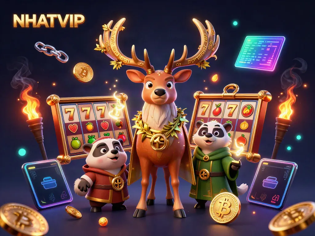 Engage with NHATVIP's thrilling gaming elements in this captivating online casino illustration.