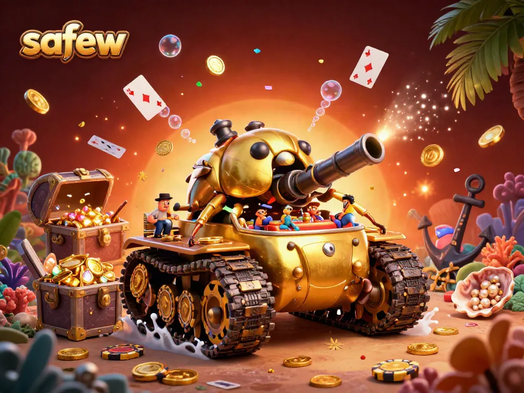 Engage with safew's vibrant casino world in a 3D cartoon tank bursting with excitement and treasures.