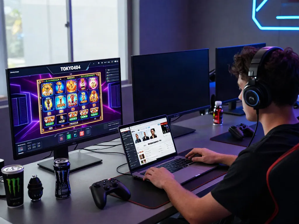 Engaging scene of online gaming with server Thailand visuals on screen and user immersed in action.