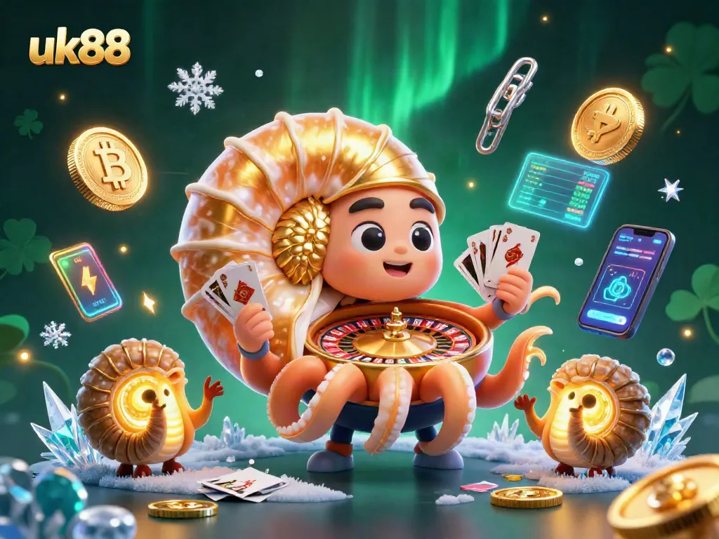 Experience thrilling gaming with uk88’s dynamic 3D casino illustration showcasing unique characters and elements.