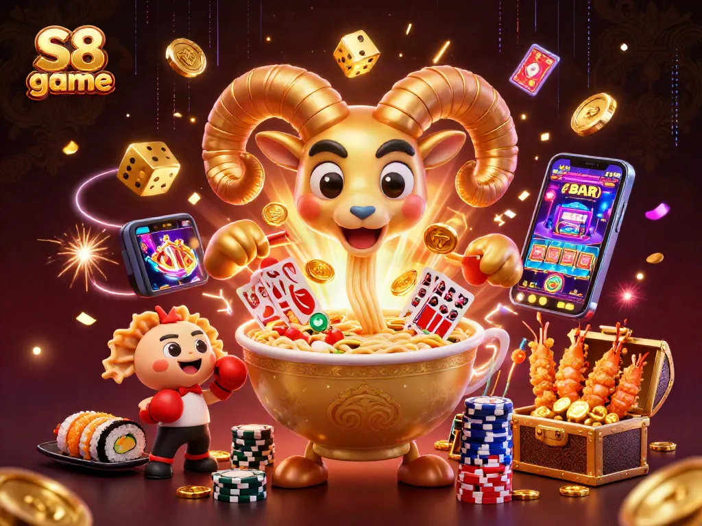 Play the exciting S8 game with cartoon characters in a vibrant casino environment filled with jackpots and fun.