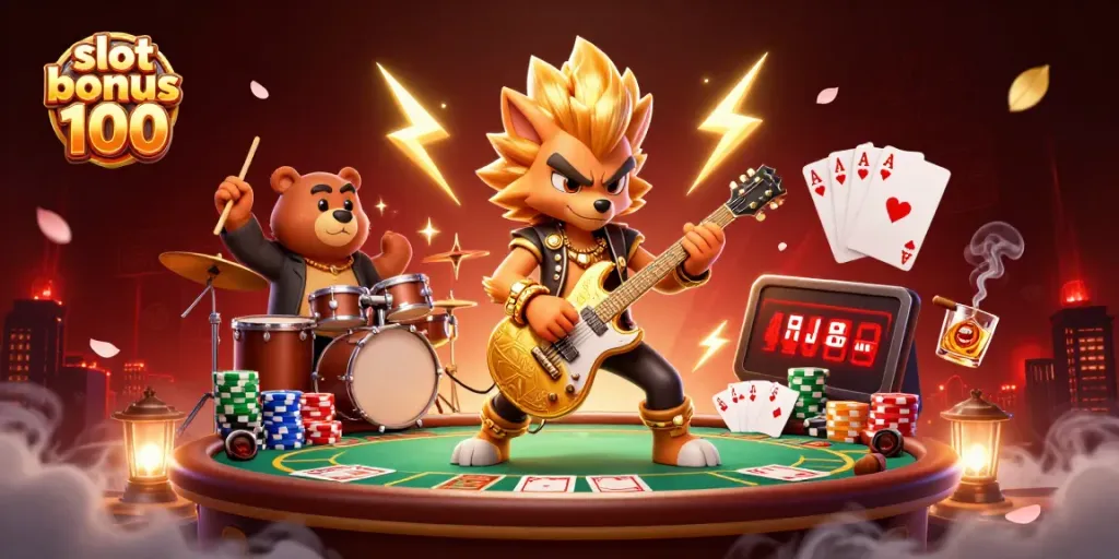 Experience the excitement of winning with slot bonus 100 in an electrifying casino scene.