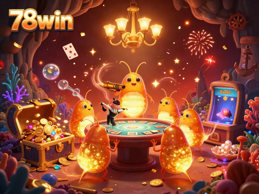 Experience underwater excitement at 78win casino with glowworms lighting the gaming atmosphere.